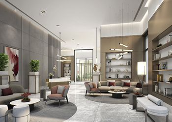 The lobby area at Burj Crown.